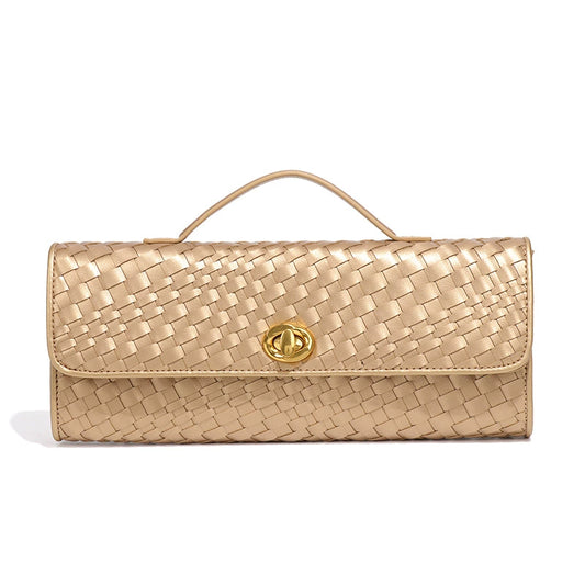 Woven Leather Long Clutch Bag 24cm