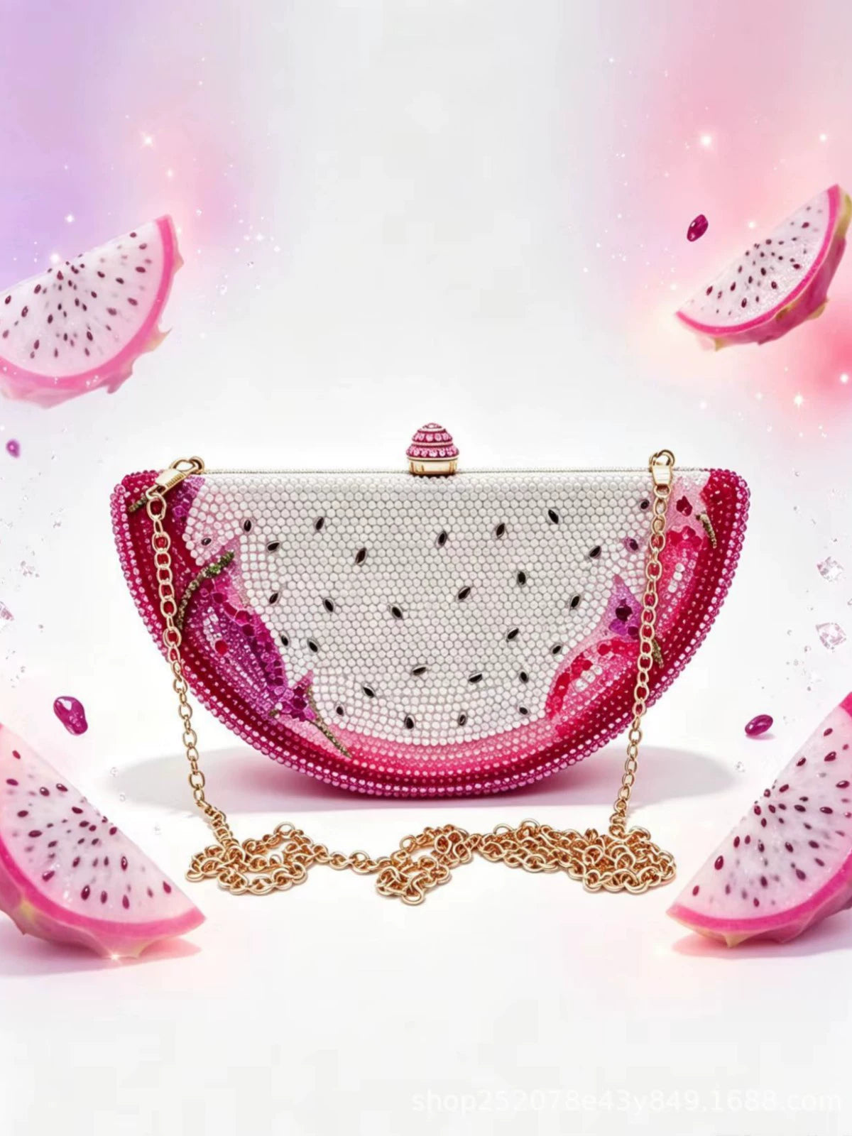Crystal Dragon Fruit Slice Clutch 28cm