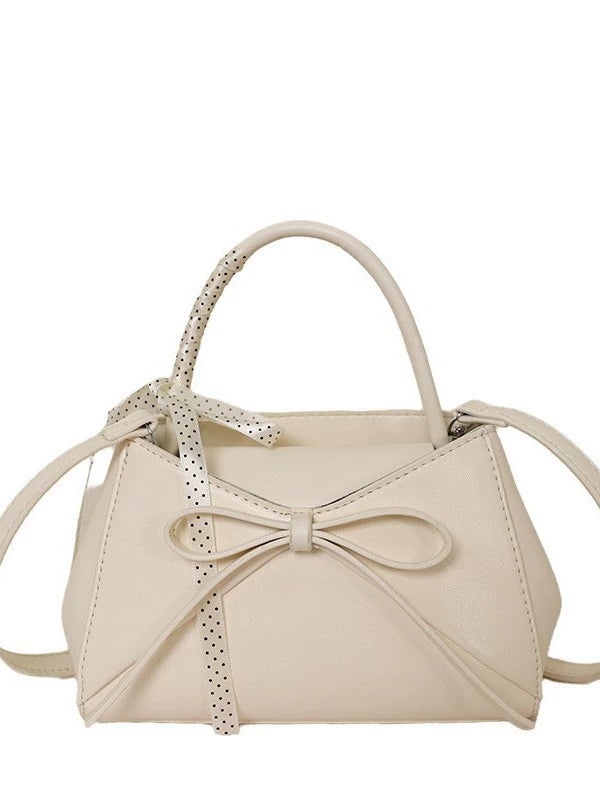 Cream Bow Front Top Handle Bag 28cm