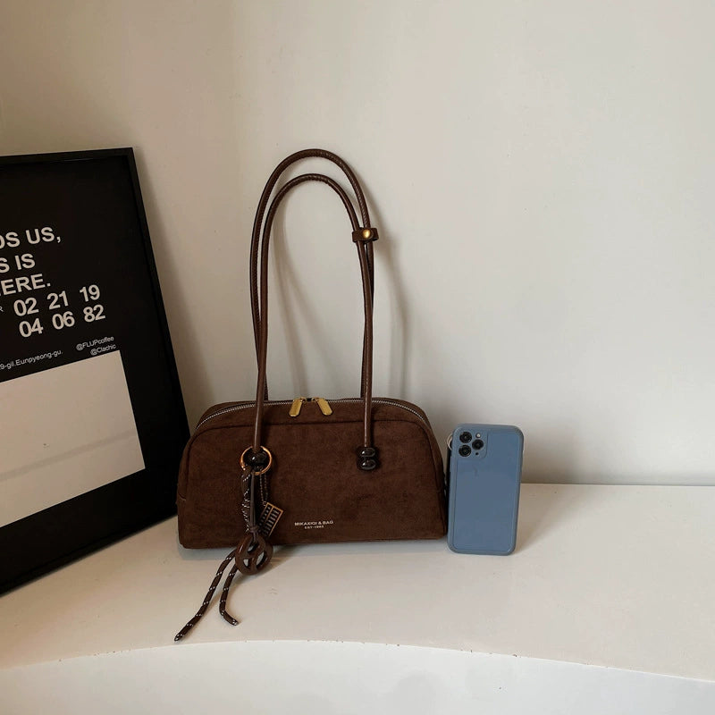 MIKAXIQI Suede Dome Shoulder Bag