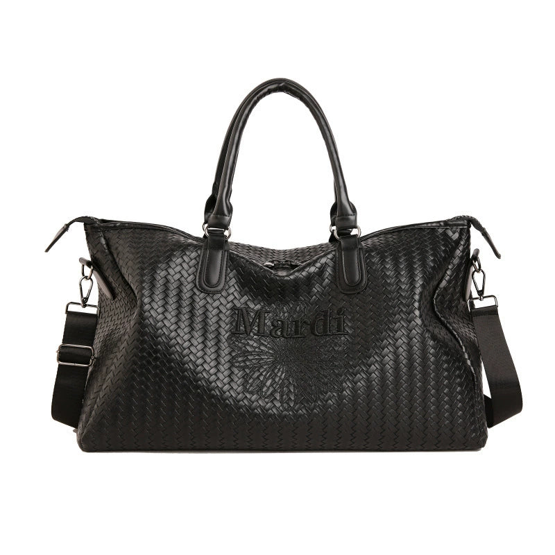 Black Woven Embroidered Weekender Bag