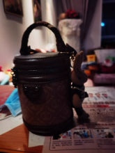 Black Floral Embossed Bucket Bag 28cm