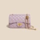 Lilac Quilted Chain Flap Bag 23cm