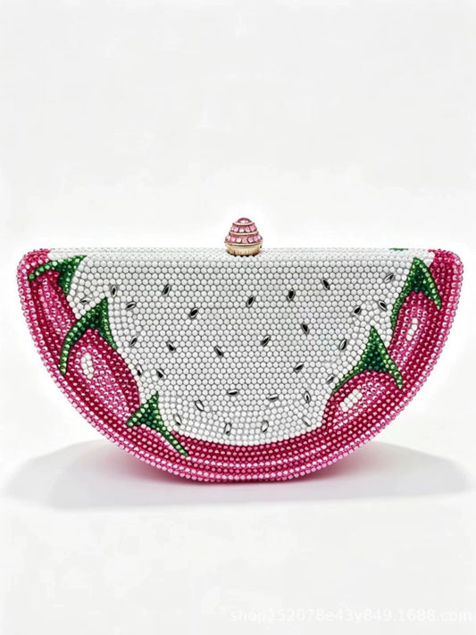 Crystal Dragon Fruit Slice Clutch 28cm