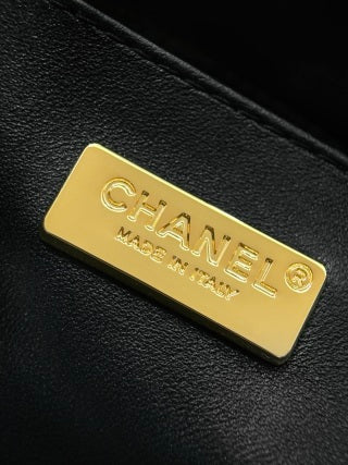 Chanel CC Sequin Flap Bag | Black & Silver Sequin & Gold — 21cm