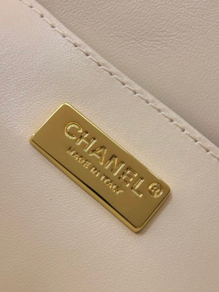 Chanel CC Sequin Flap Bag | White & Black Sequin & Gold — 21cm